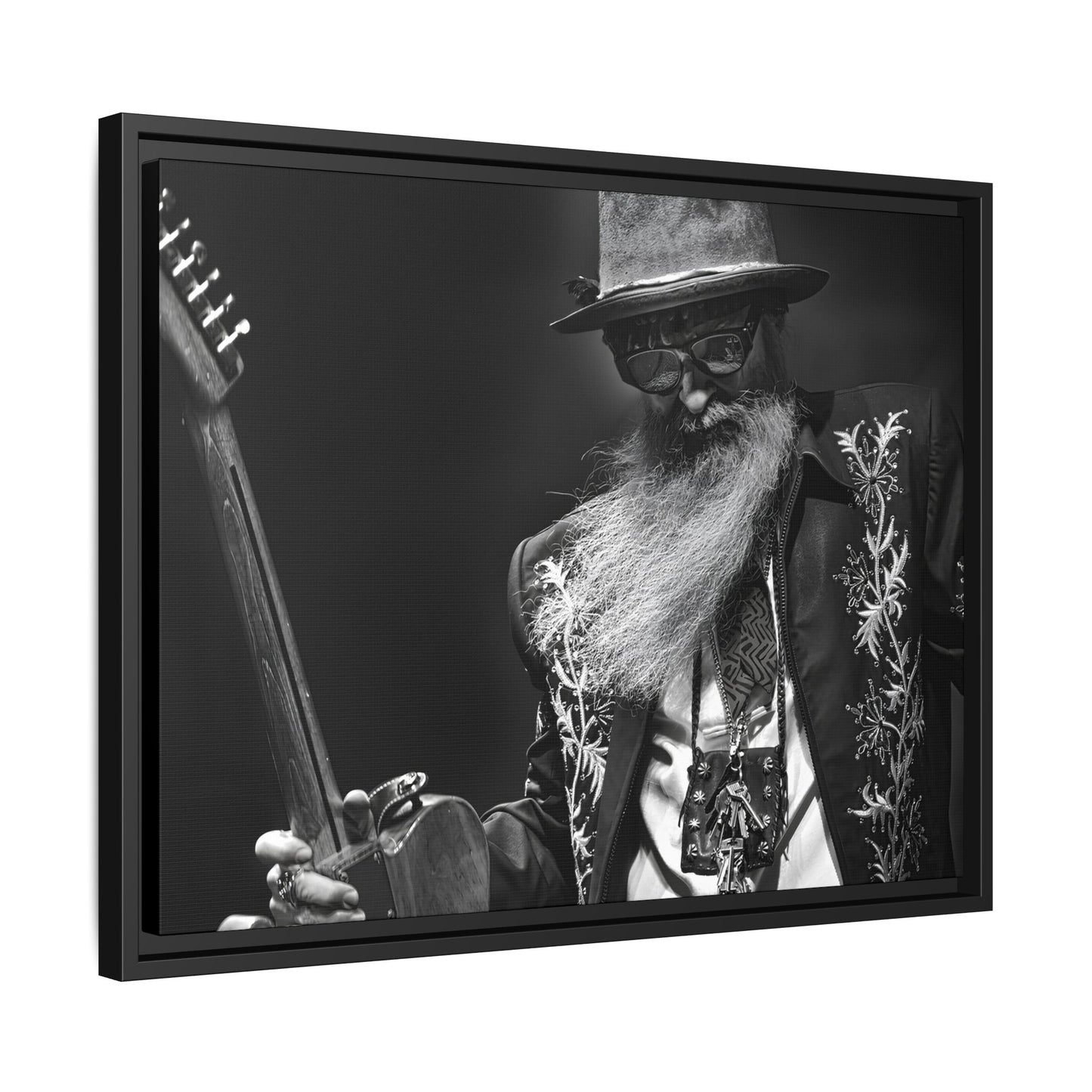 Billy F Gibbons - 24" x 18" Framed Canvas Wall Art – Iconic Photo