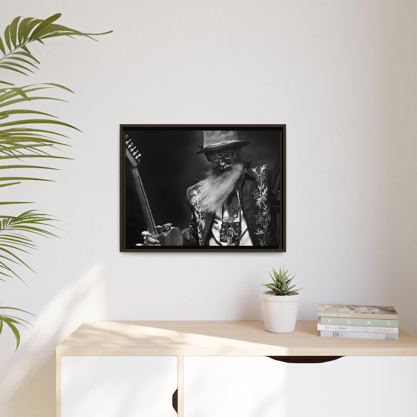 Billy F Gibbons - 24" x 18" Framed Canvas Wall Art – Iconic Photo