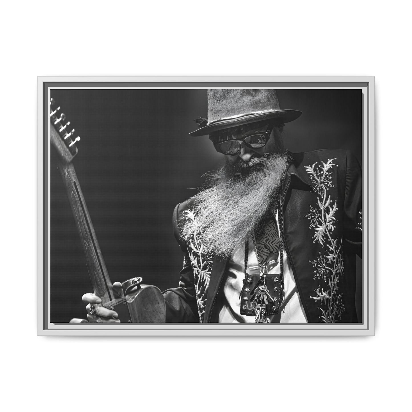 Billy F Gibbons - 24" x 18" Framed Canvas Wall Art – Iconic Photo