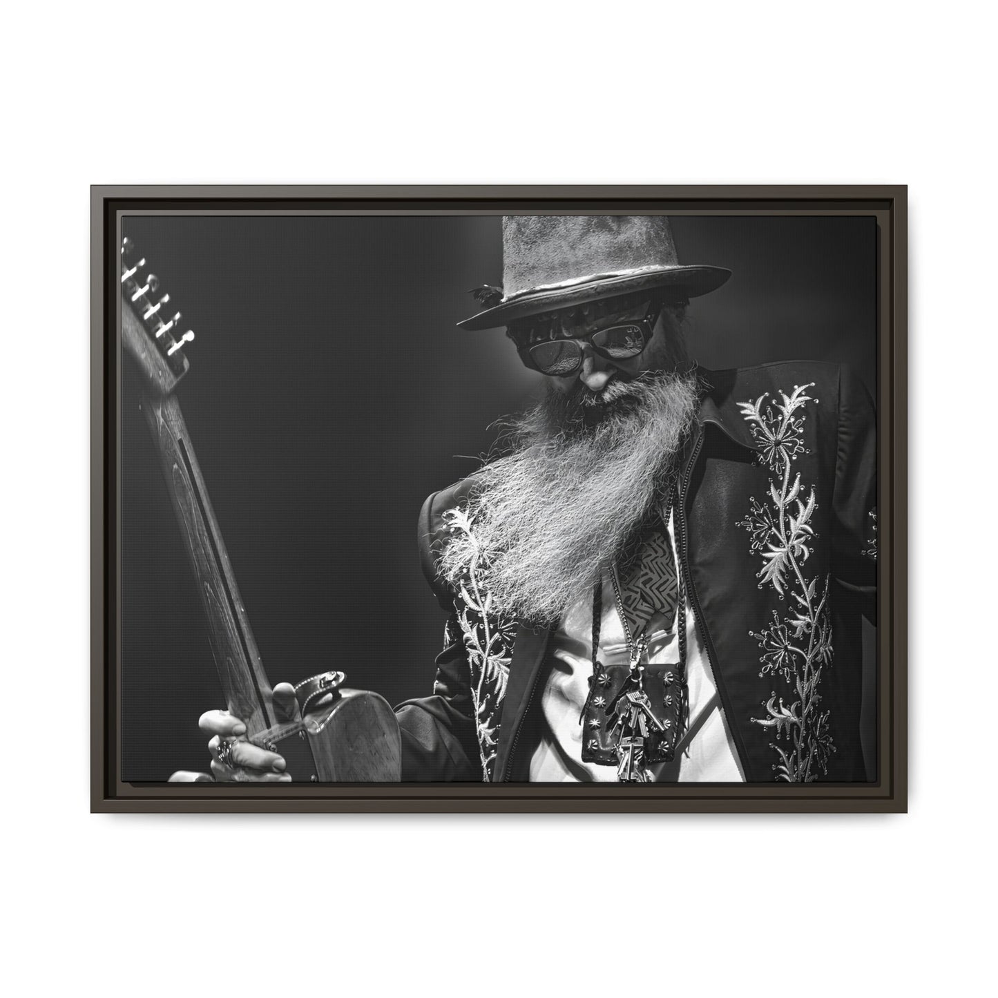 Billy F Gibbons - 24" x 18" Framed Canvas Wall Art – Iconic Photo