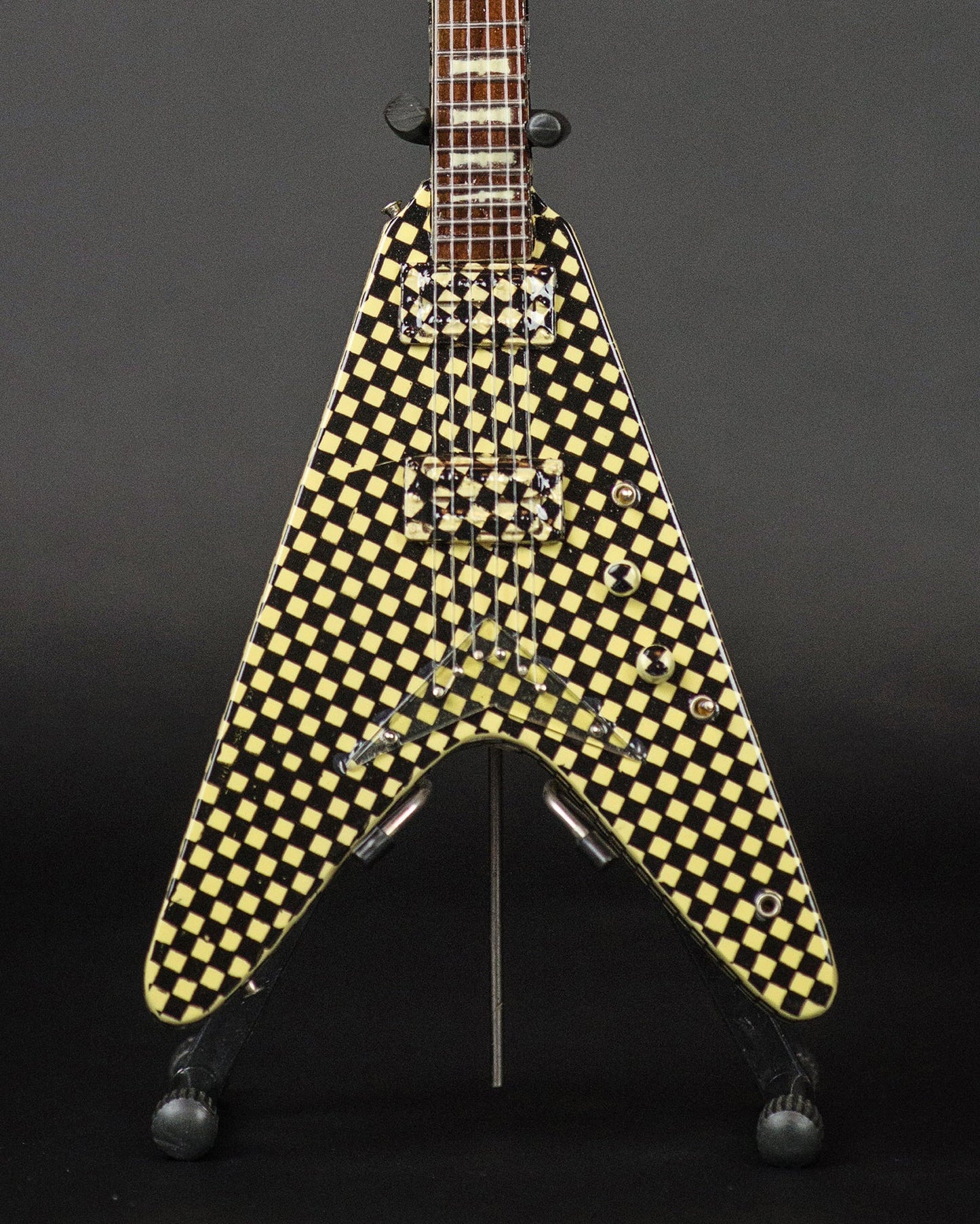 Officially Licensed RICK NIELSEN™ Checkered V Mini Guitar Replica Collectible