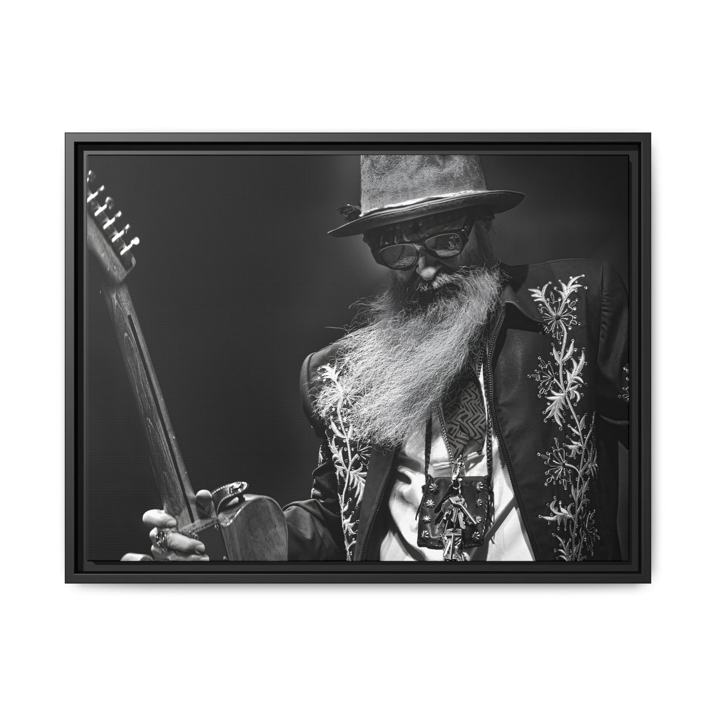 Billy F Gibbons - 24" x 18" Framed Canvas Wall Art – Iconic Photo