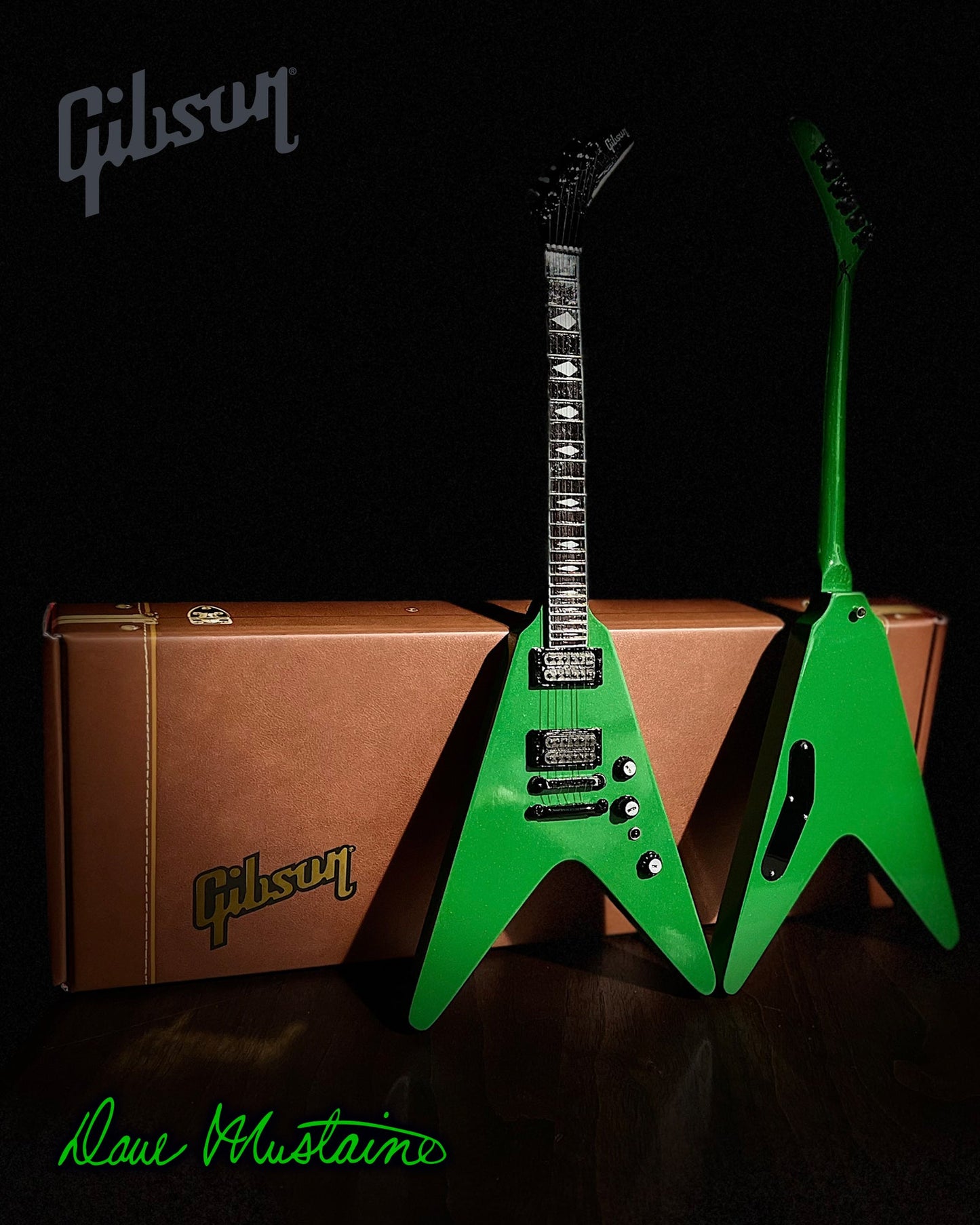 Dave Mustaine Gibson Flying V EXP Rust In Peace Alien Tech Green Mini Guitar Model