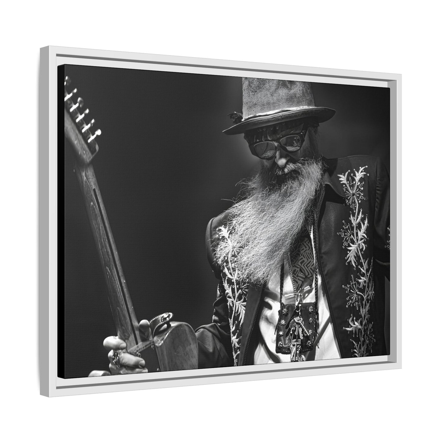 Billy F Gibbons - 24" x 18" Framed Canvas Wall Art – Iconic Photo