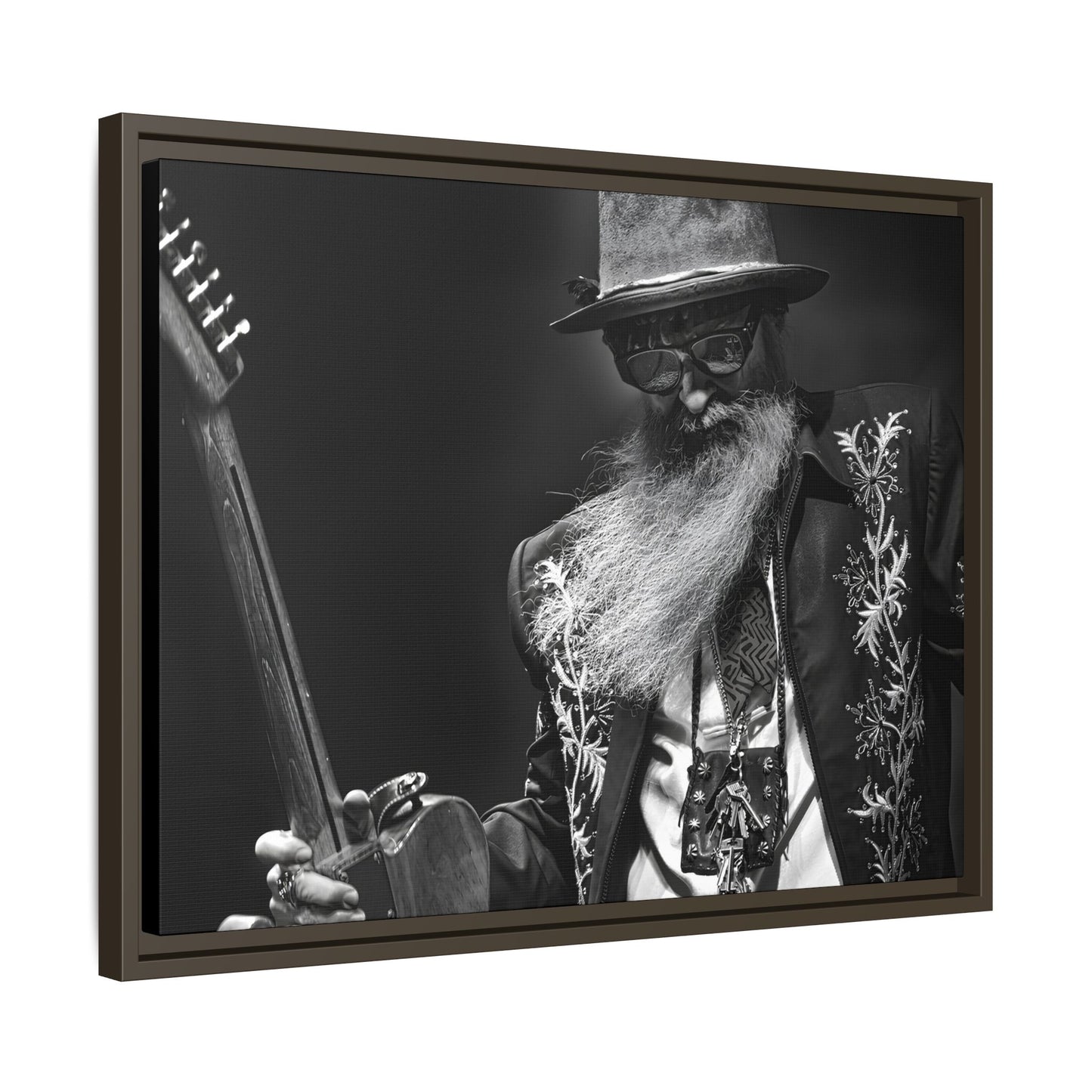 Billy F Gibbons - 24" x 18" Framed Canvas Wall Art – Iconic Photo