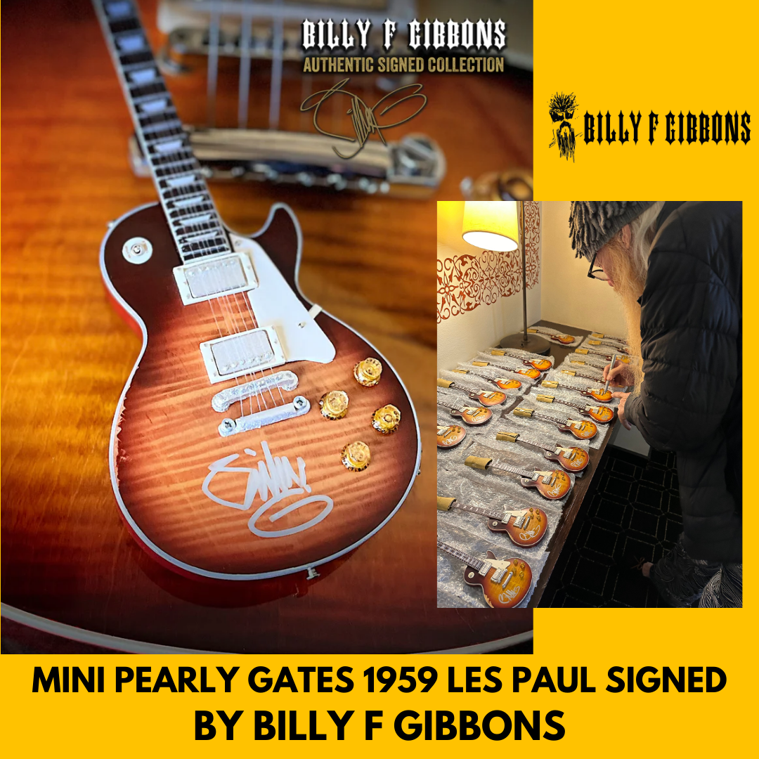 Billy F Gibbons SIGNED Pearly Gates Gibson Les Paul Mini Guitar Billy F Gibbons SIGNED Pearly Gates Gibson Les Paul Mini Guitar