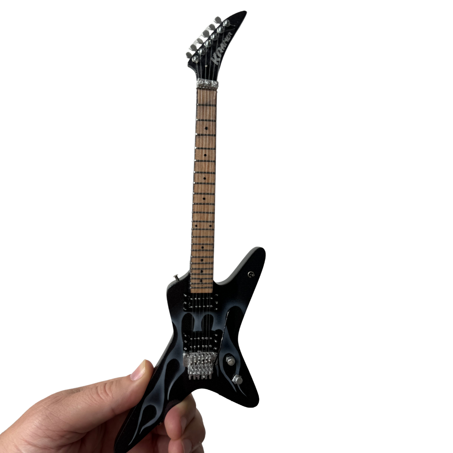 Tracii Guns - Kramer “Gunstar” Voyager Black Metallic - 10 inch Replica Mini Guitar
