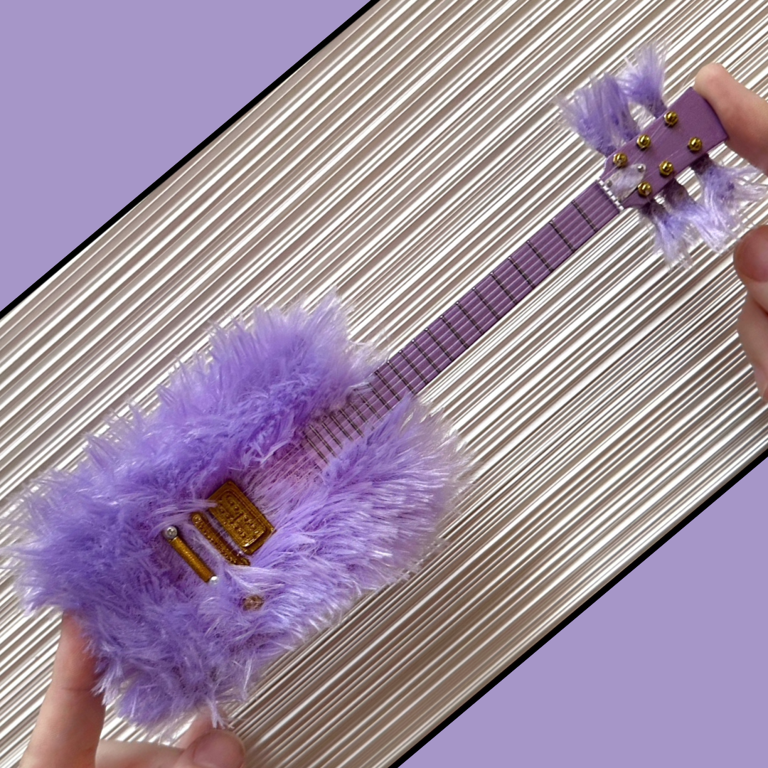 Billy F Gibbons SIGNED Purple Fur Mini Guitar
