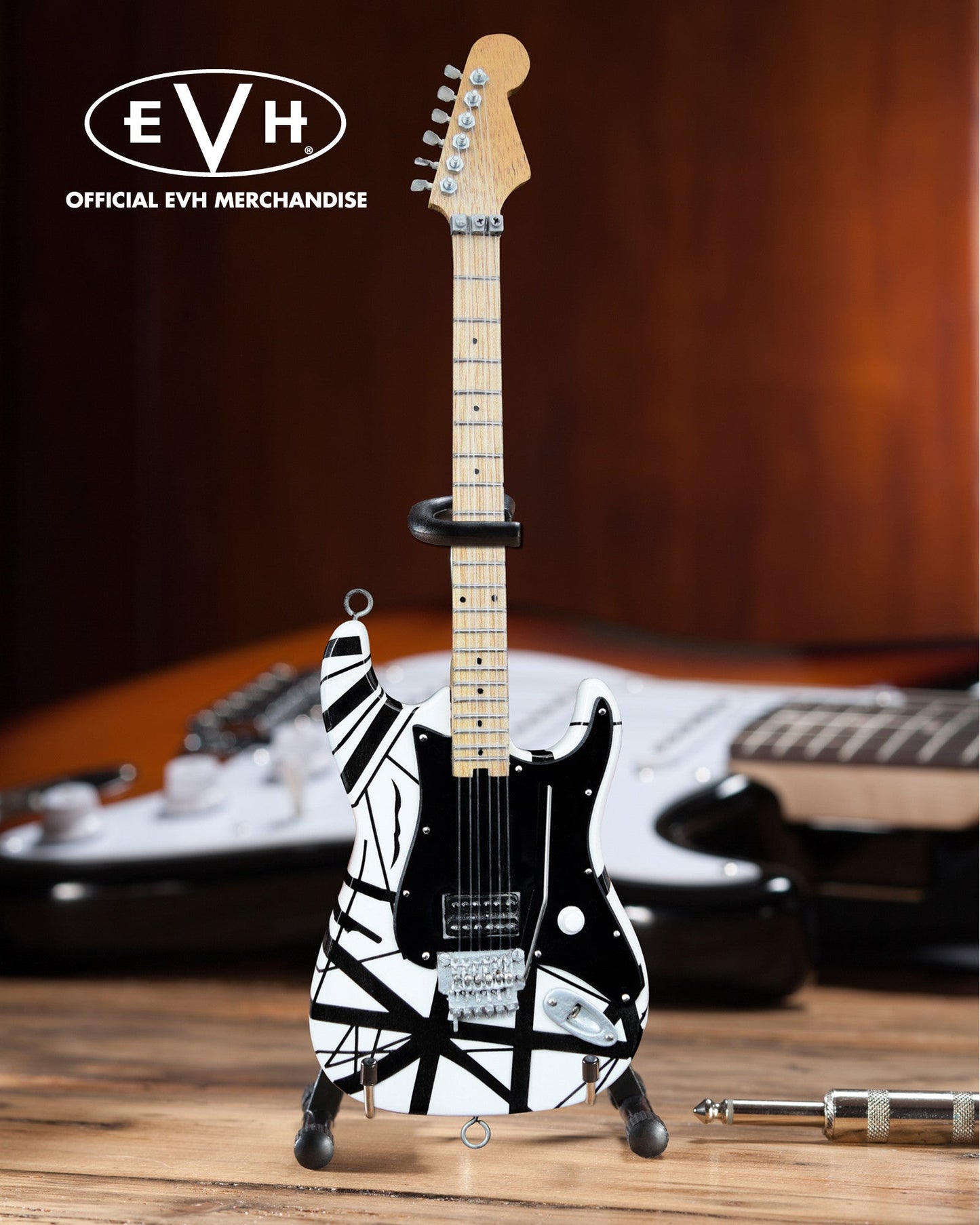 EVH Black & White VH1 Eddie Van Halen Mini Guitar Replica Collectible - Officially Licensed