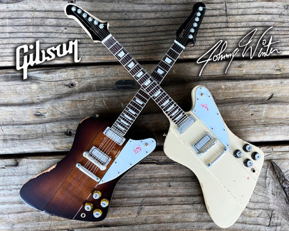 Johnny Winter Signature Gibson Firebird SET OF 2 Mini Guitar Models - Polaris & Sunburst