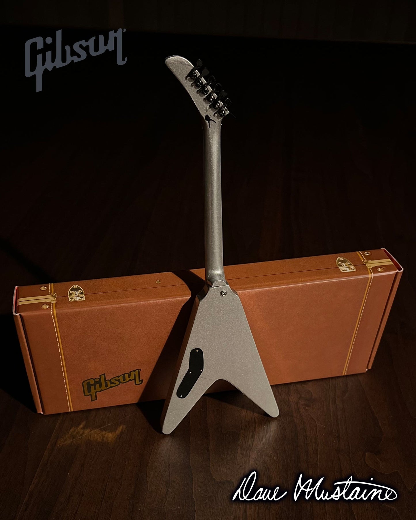 Dave Mustaine Signature Gibson Flying V SET OF 2 Mini Guitar Collection - Rust in Peace & Silver Metallic