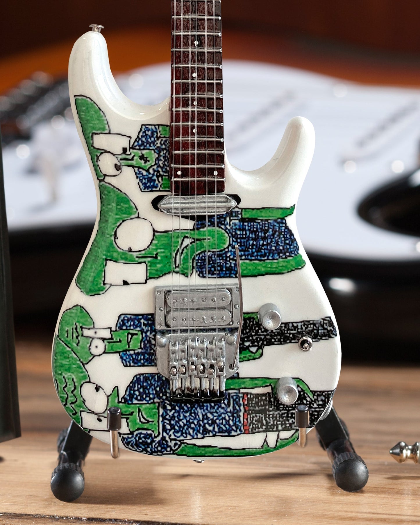 Joe Satriani Original Alien Art Miniature Guitar Replica Collectible