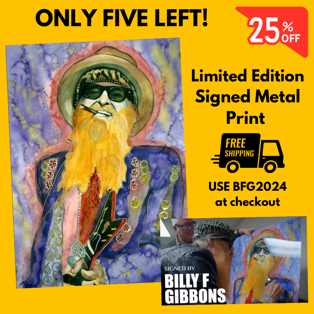 Billy F Gibbons Limited Edition Signed Art on Metal