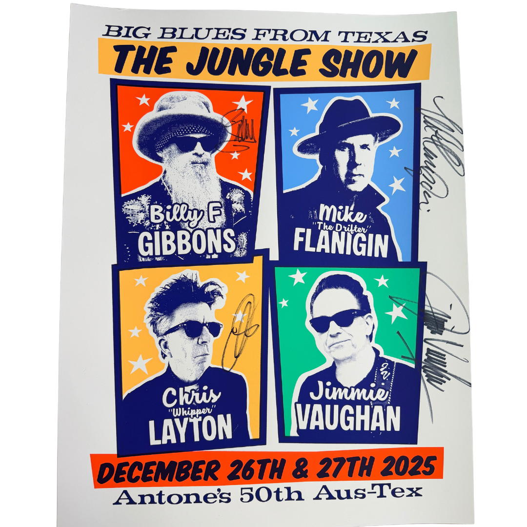 Billy F Gibbons & Jimmie Vaughan SIGNED Poster - Jungle Show 2025 - Antones - 20x26