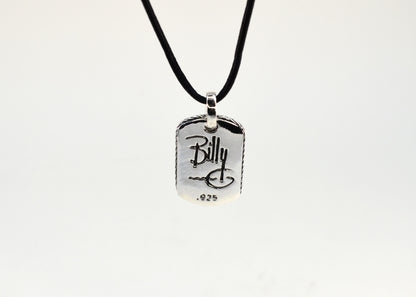 Back of Have Mercy pendant with engraved Billy G signature and .925 sterling stamp