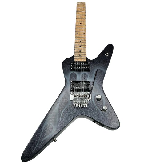 Tracii Guns - Kramer “Gunstar” Voyager Black Metallic - 10 inch Replica Mini Guitar