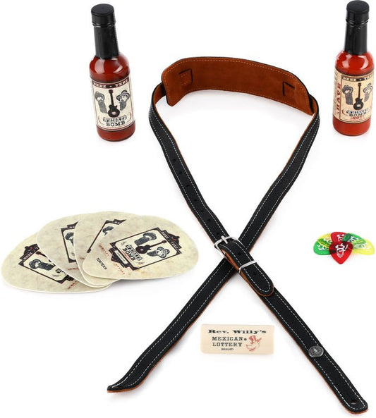 Billy F Gibbons Party Pack with Strap, Coasters, Hot Sauce, Slide and Picks