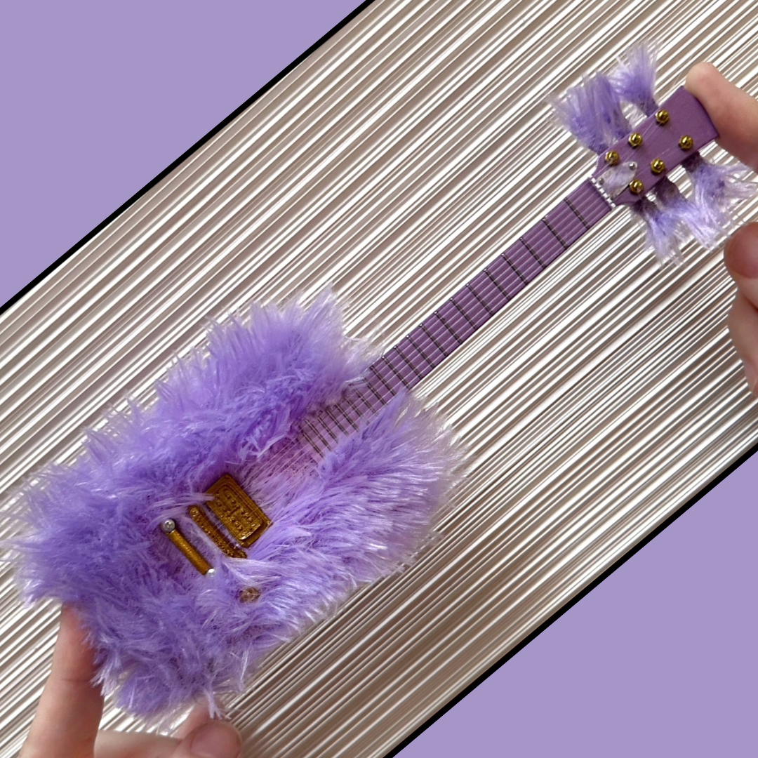 PRE SALE! Billy F Gibbons SIGNED Purple Fur Mini Guitar