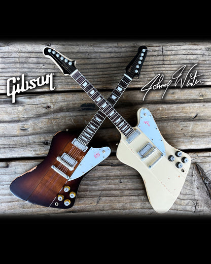 Johnny Winter Signature Gibson Firebird SET OF 2 Mini Guitar Models - Polaris & Sunburst